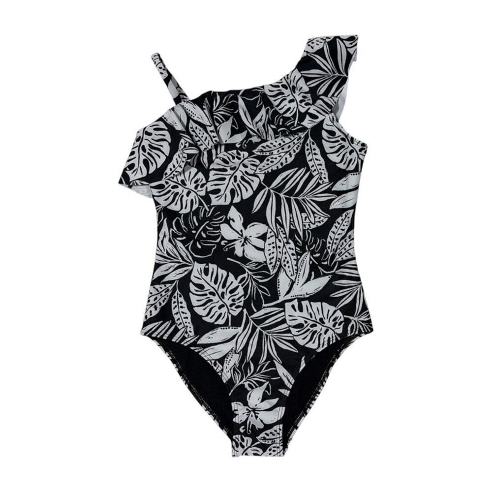 Member's Mark Girls Fully Lined Asymmetric One-Piece Swimsuit - Black